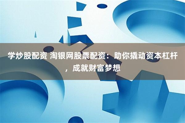学炒股配资 淘银网股票配资：助你撬动资本杠杆，成就财富梦想